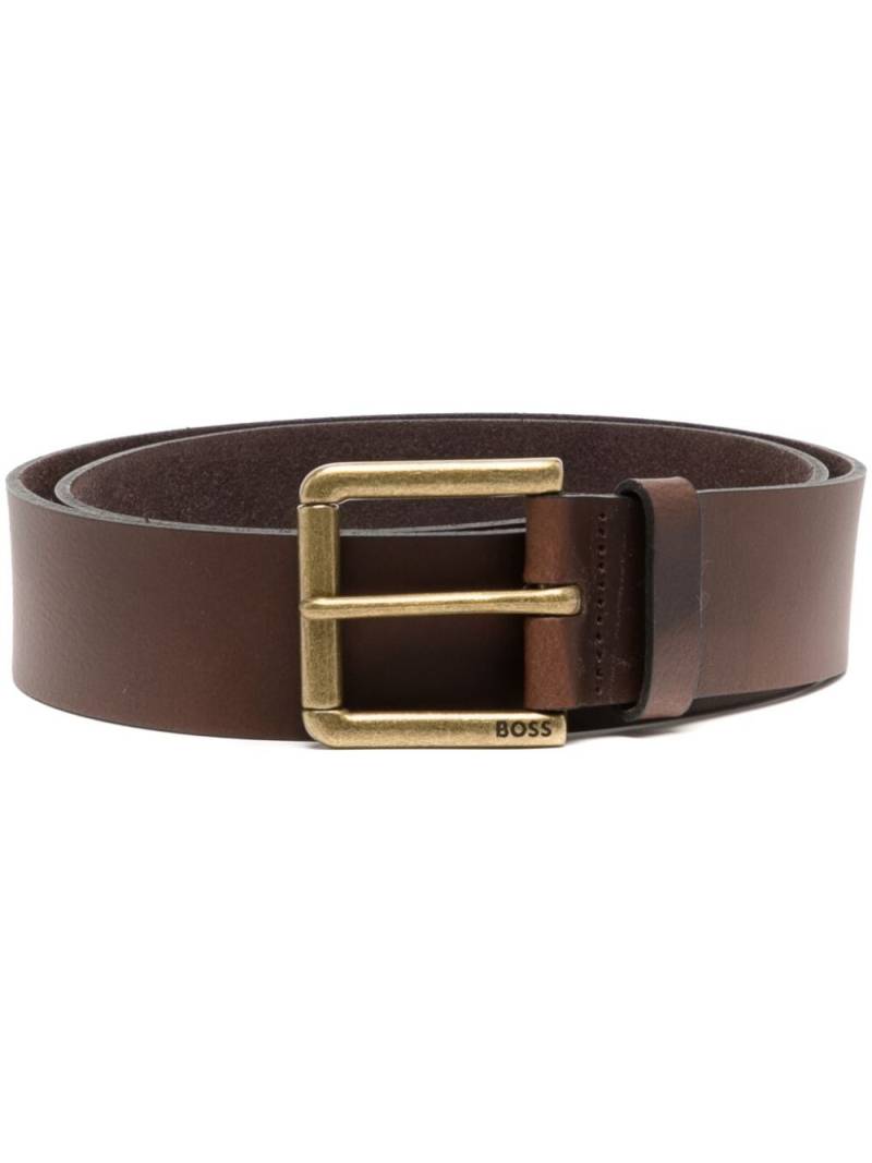 BOSS engraved-logo buckle belt - Brown von BOSS