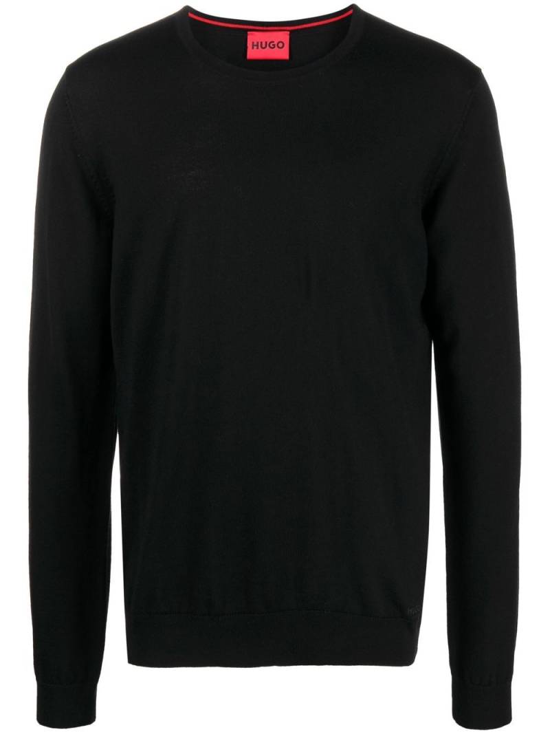 HUGO fine-knit round-neck jumper - Black von HUGO