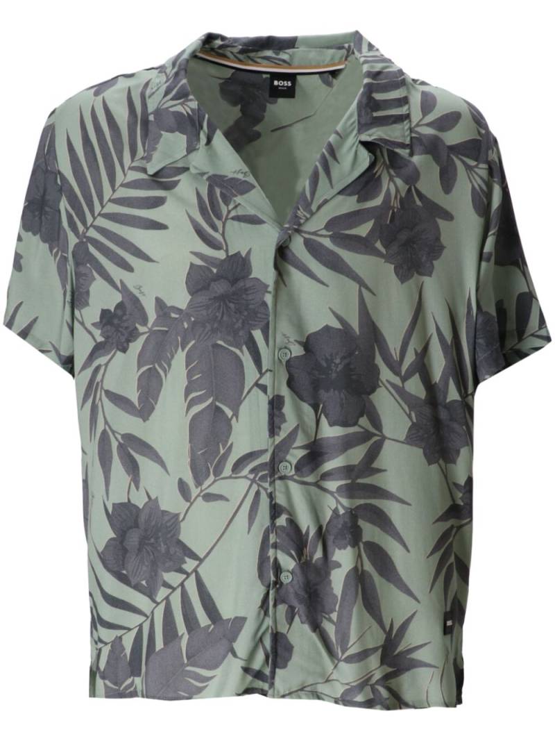 BOSS floral-print beach shirt - Green von BOSS