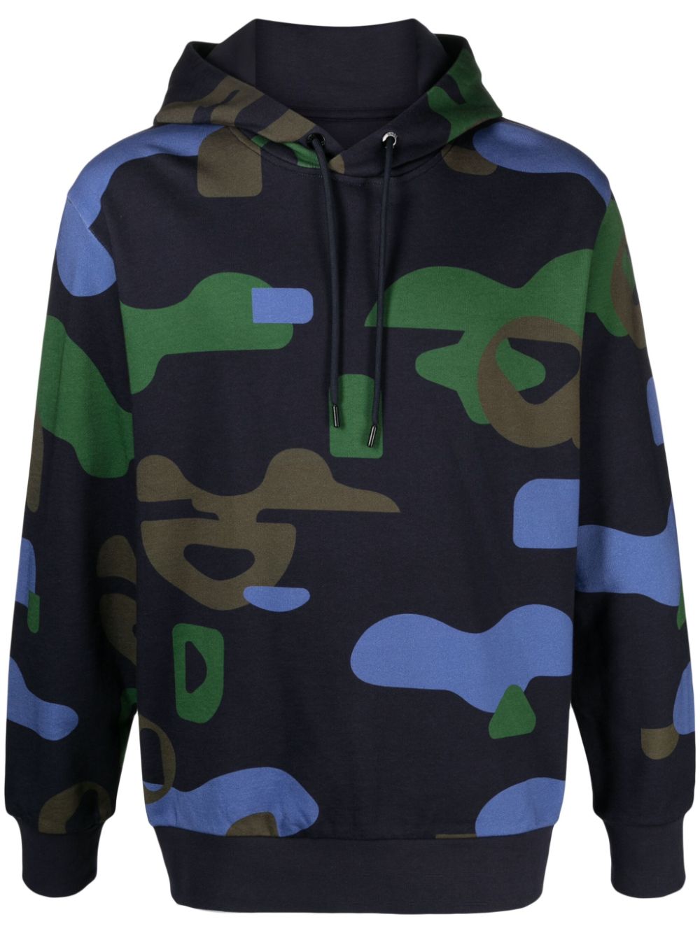 BOSS graphic-print cotton hoodie - Blue von BOSS