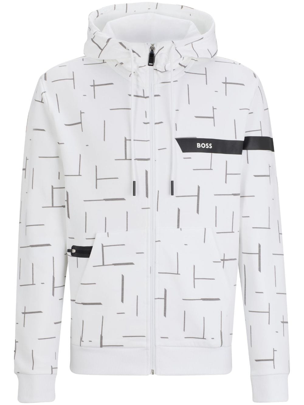 BOSS graphic-print drawstring zip-up hoodie - White von BOSS