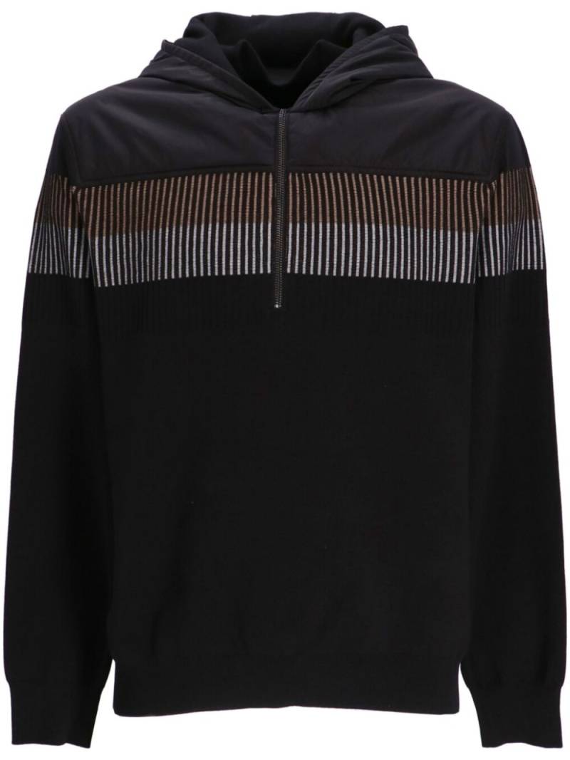 BOSS half-zip knitted hoodie - Black von BOSS