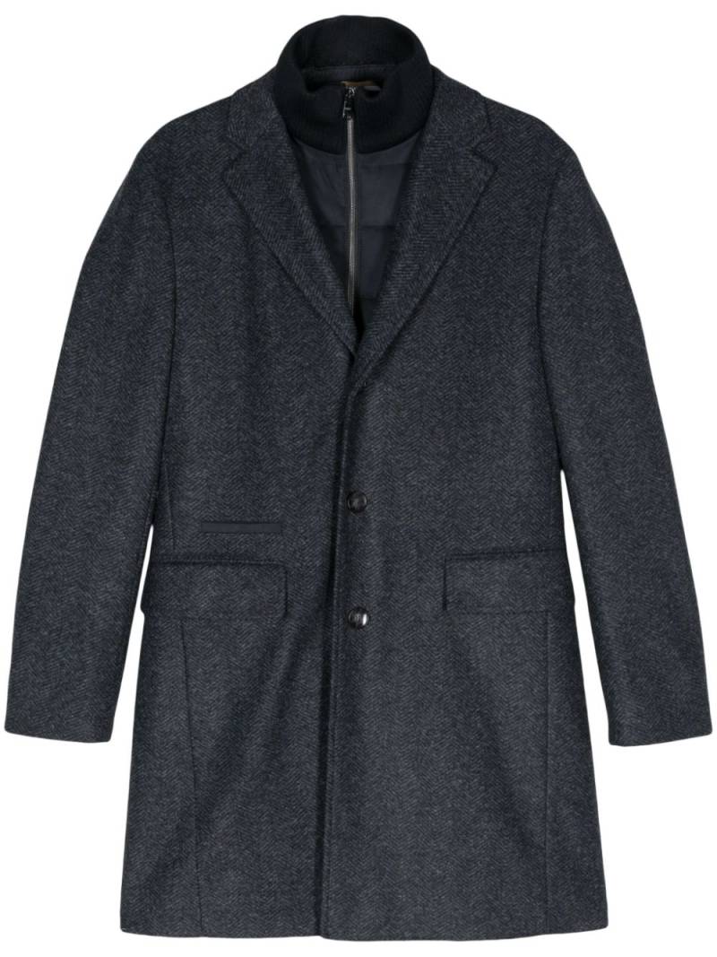 BOSS herringbone layered coat - Blue von BOSS