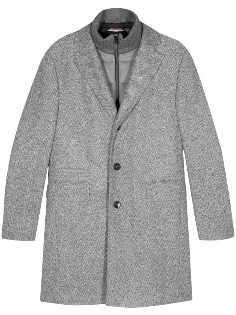 BOSS herringbone layered coat - Grey von BOSS