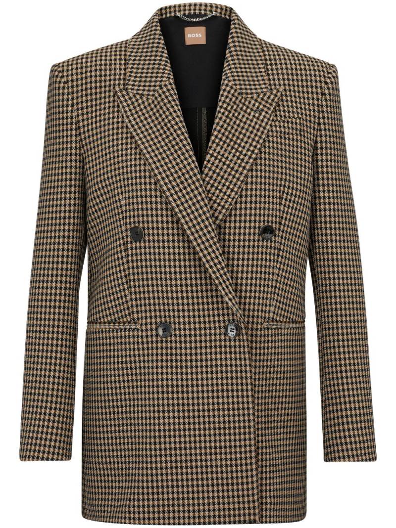 BOSS houndstooth double-breasted blazer - Brown von BOSS