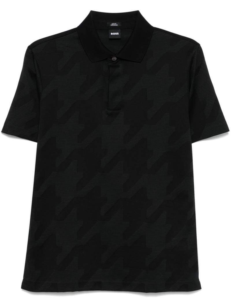 BOSS houndstooth-pattern polo shirt - Black von BOSS