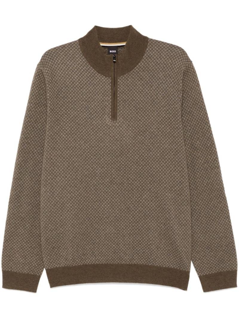 BOSS intarsia-knit sweater - Brown von BOSS