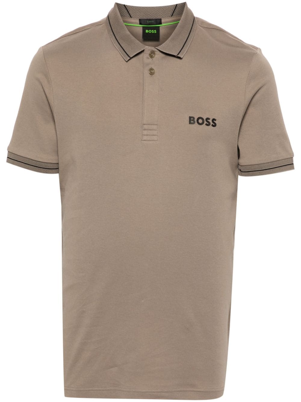 BOSS knitted-border cotton polo shirt - Brown von BOSS