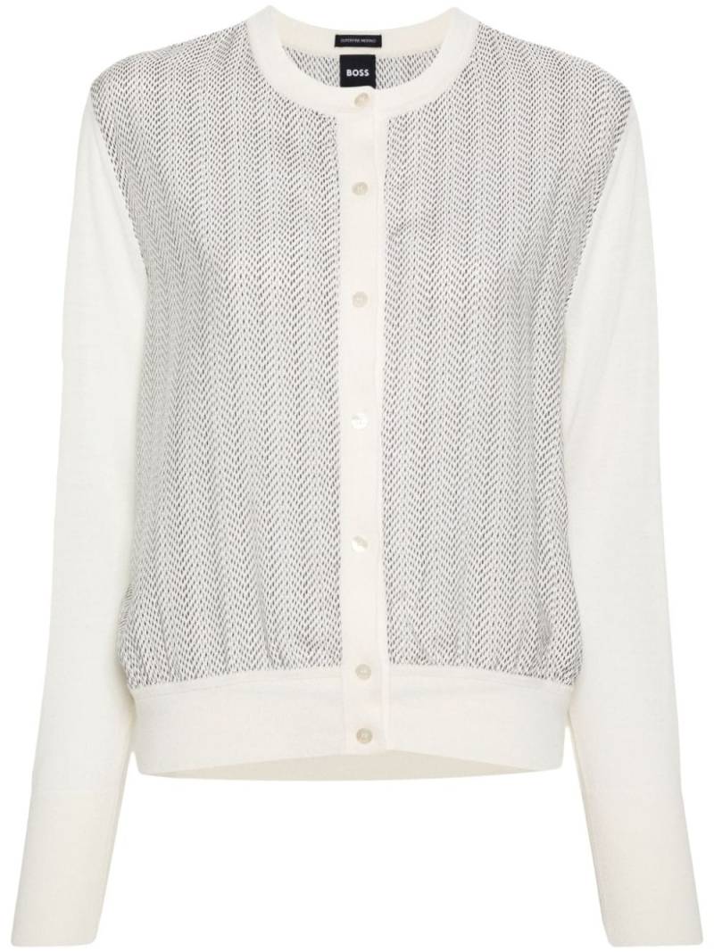 BOSS knitted-edge panelled jacket - White von BOSS