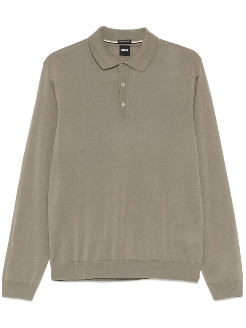 BOSS knitted polo shirt - Grey von BOSS