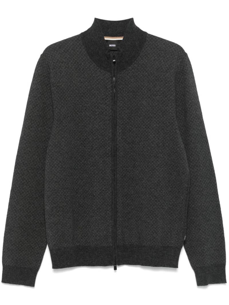 BOSS knitted zip-up cardigan - Black von BOSS