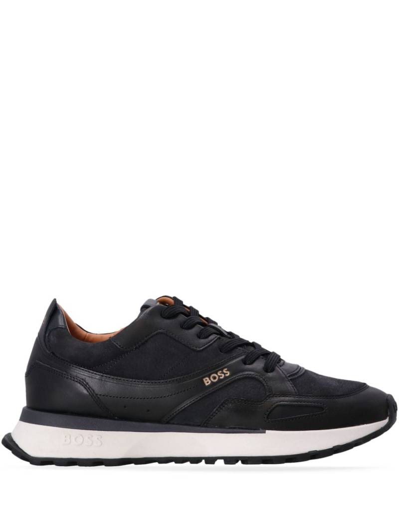 BOSS leather-trimmed suede sneakers - Black von BOSS