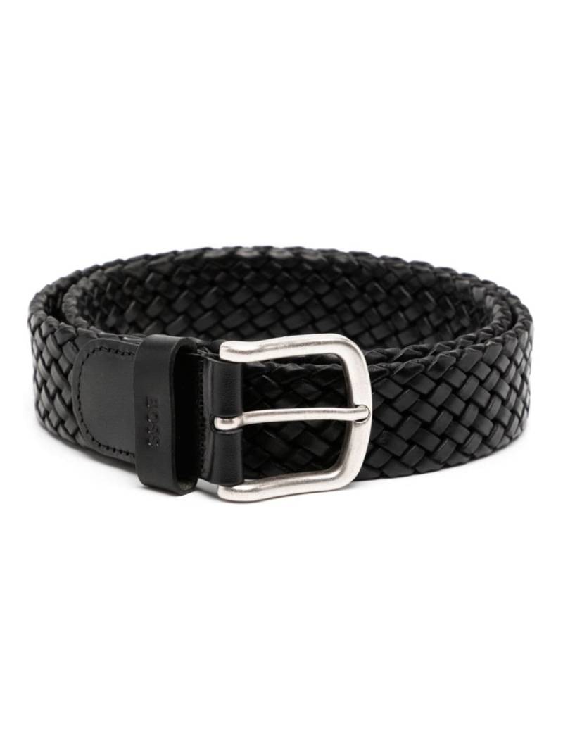 BOSS leather woven belt - Black von BOSS