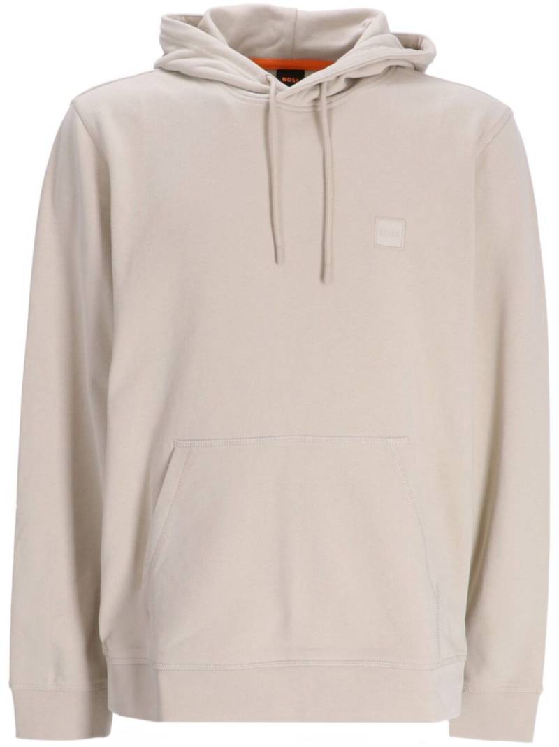 BOSS logo-appliqué cotton hoodie - Neutrals von BOSS