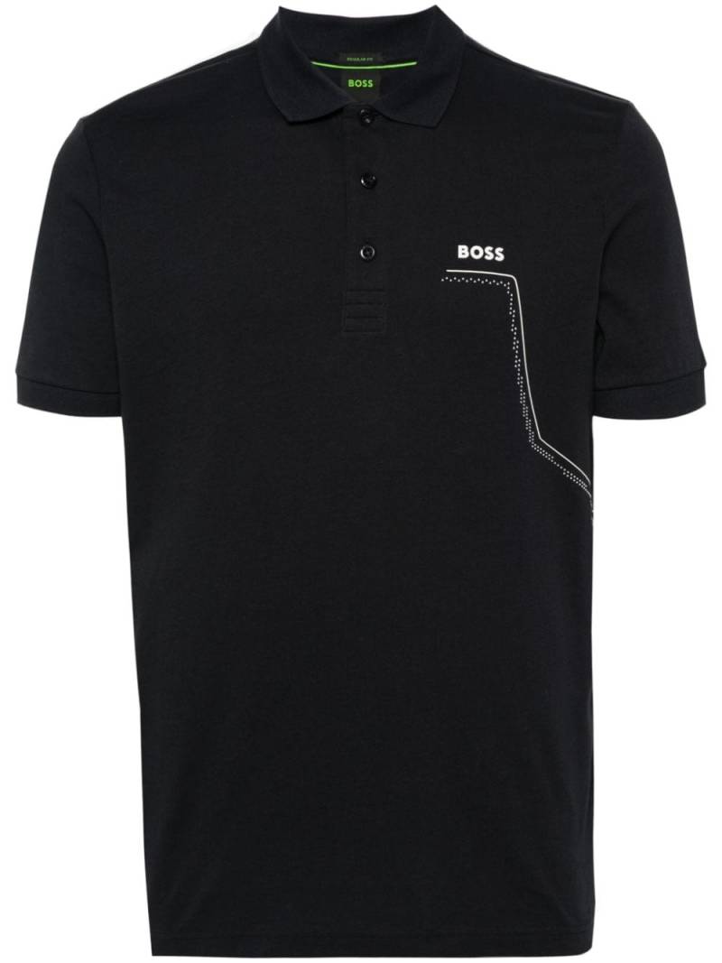 BOSS logo-appliqué cotton polo shirt - Blue von BOSS