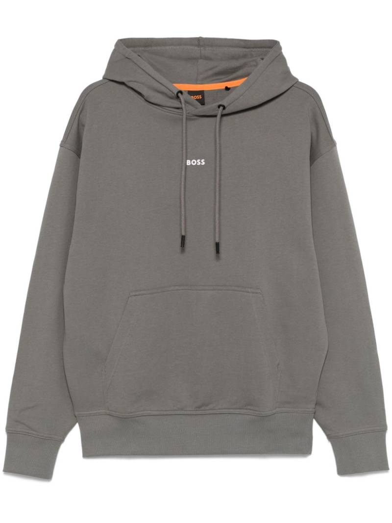 BOSS logo-appliqué hoodie - Grey von BOSS