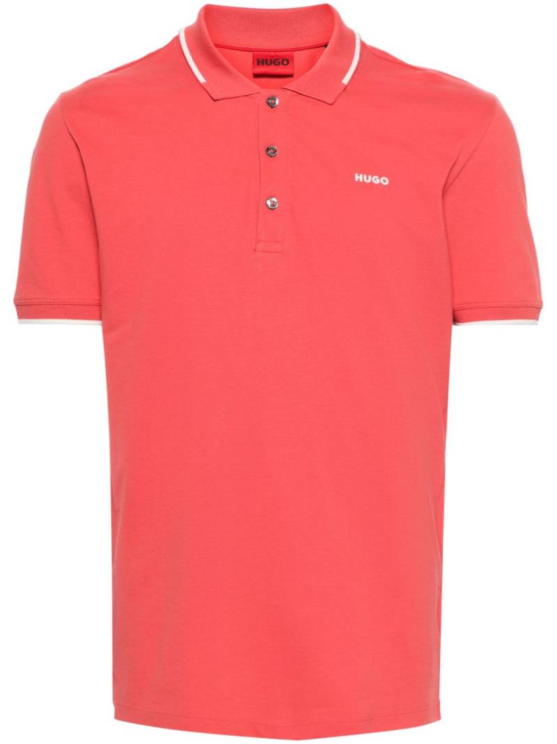 HUGO logo-appliqué piqué polo shirt - Red von HUGO