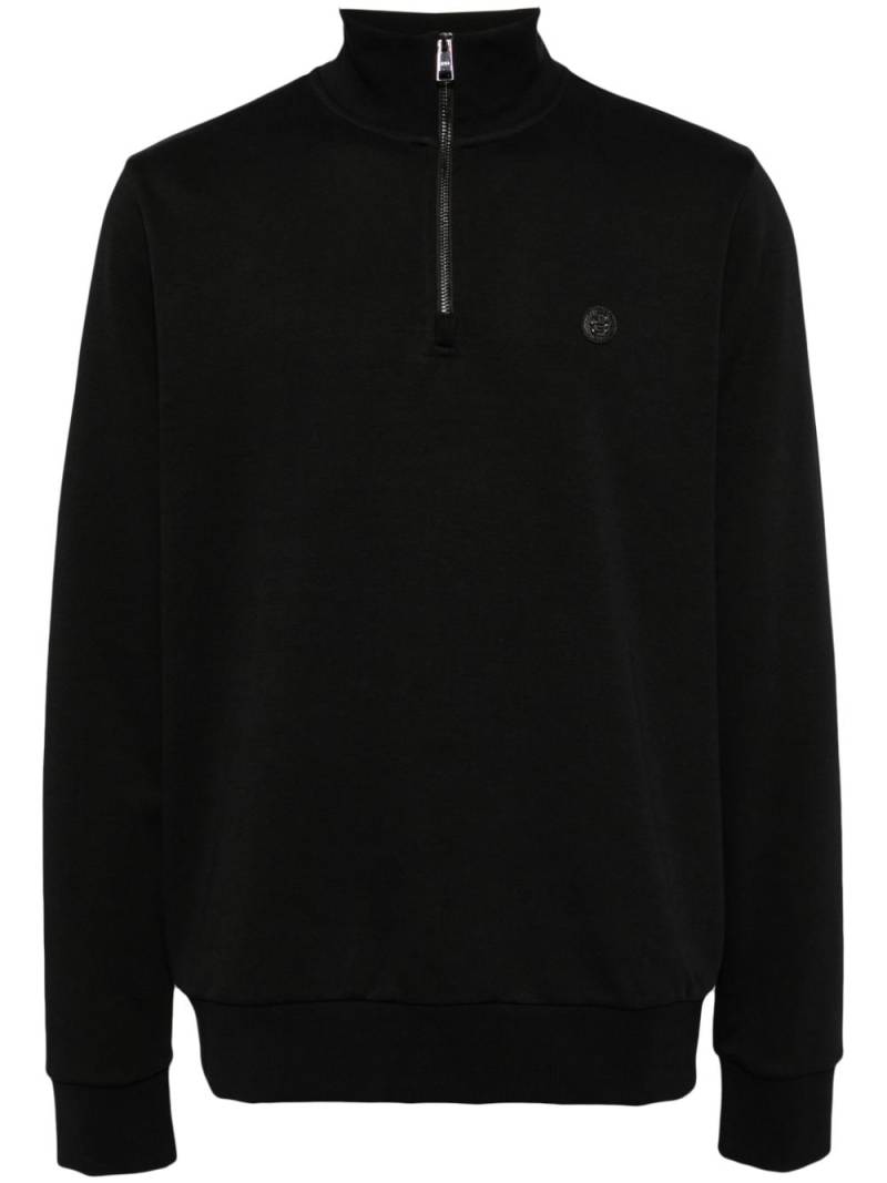 BOSS logo-appliqué zip-up sweater - Black von BOSS