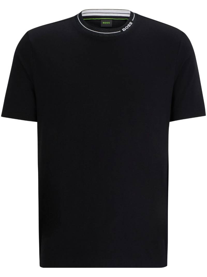 BOSS logo-collar cotton-jersey T-shirt - Black von BOSS