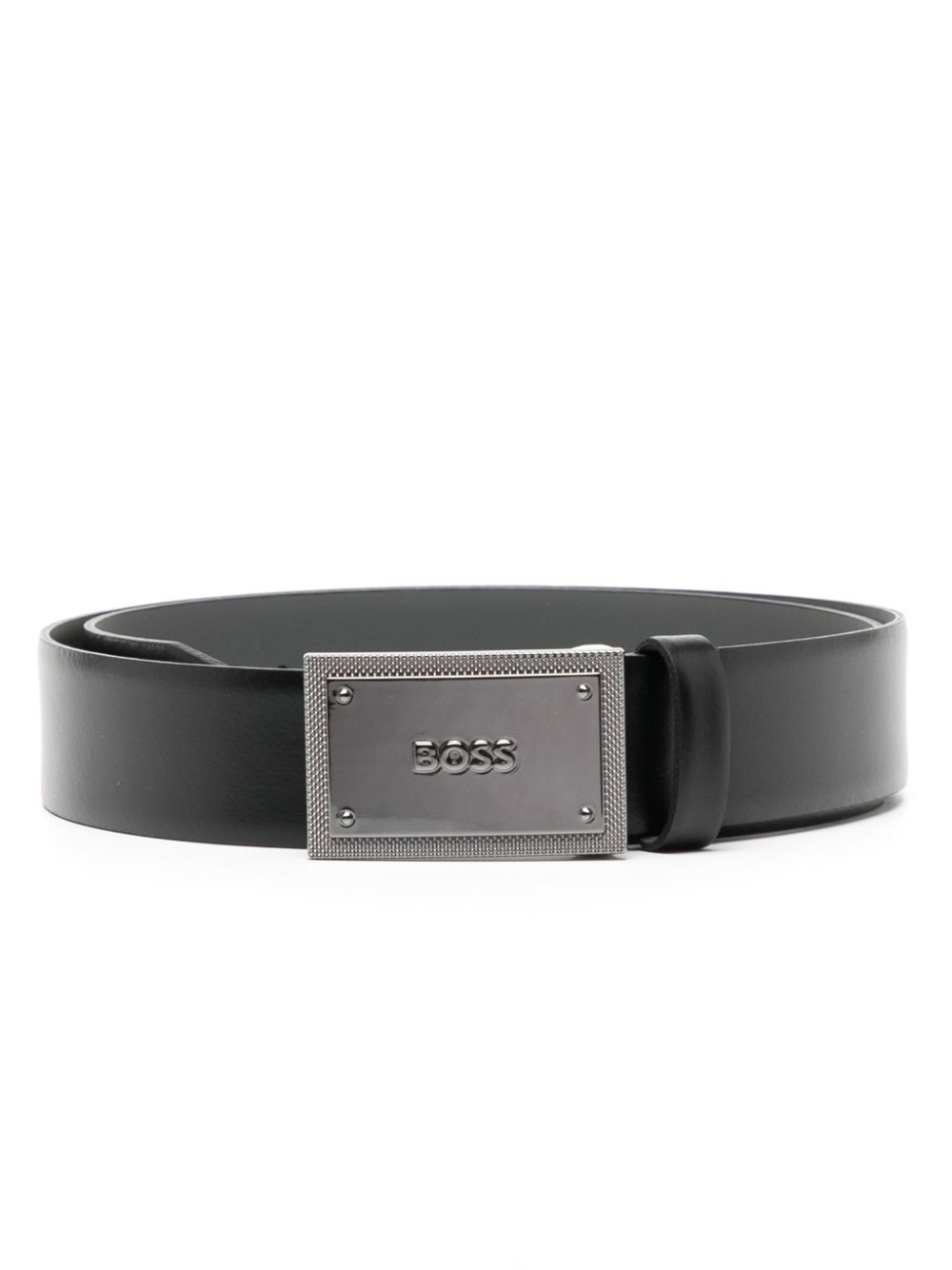 BOSS logo-embossed reversible leather belt - Black von BOSS