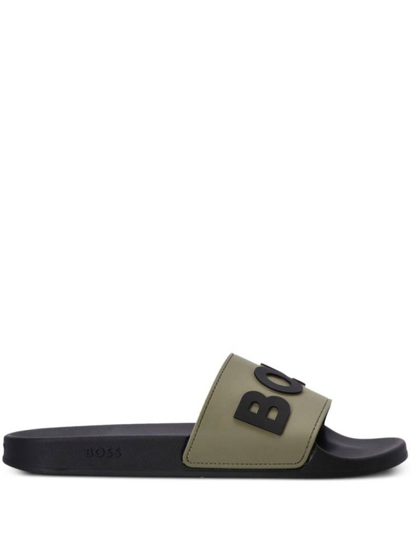 BOSS logo-embossed slides - Green von BOSS