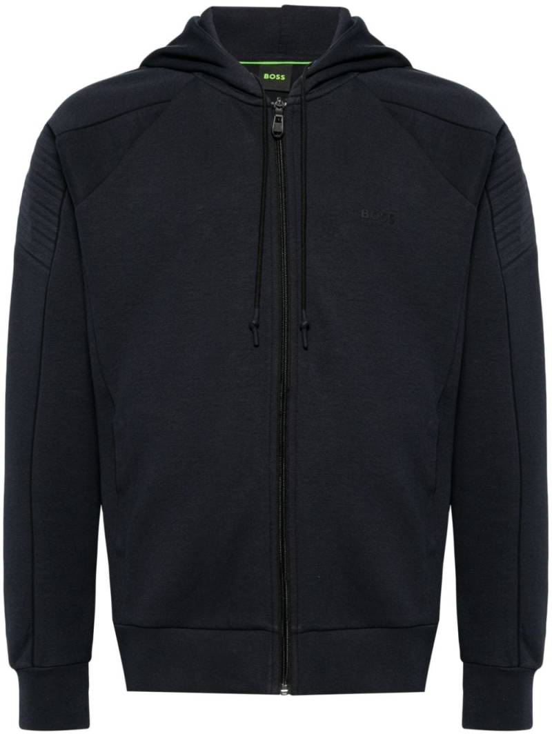 BOSS logo-embossed zip-up hoodie - Blue von BOSS