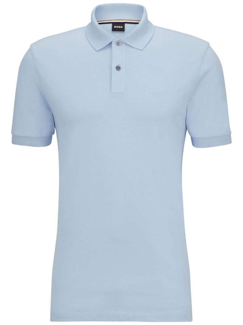 BOSS logo-embroidered cotton piqué polo shirt - Blue von BOSS