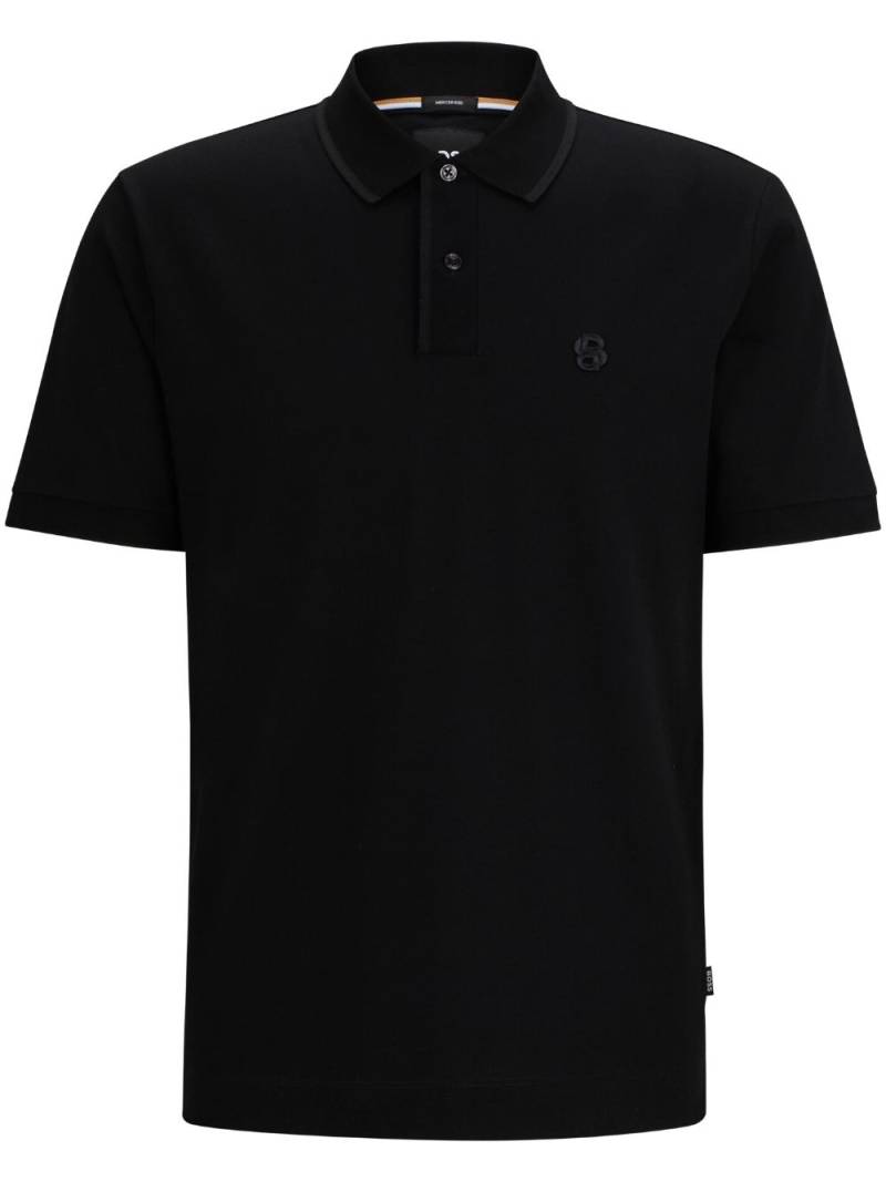 BOSS logo-embroidered cotton polo shirt - Black von BOSS