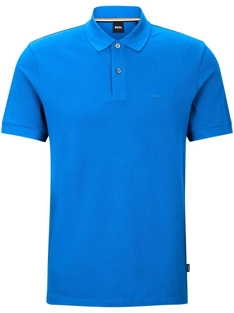 BOSS logo-embroidered cotton polo shirt - Blue von BOSS