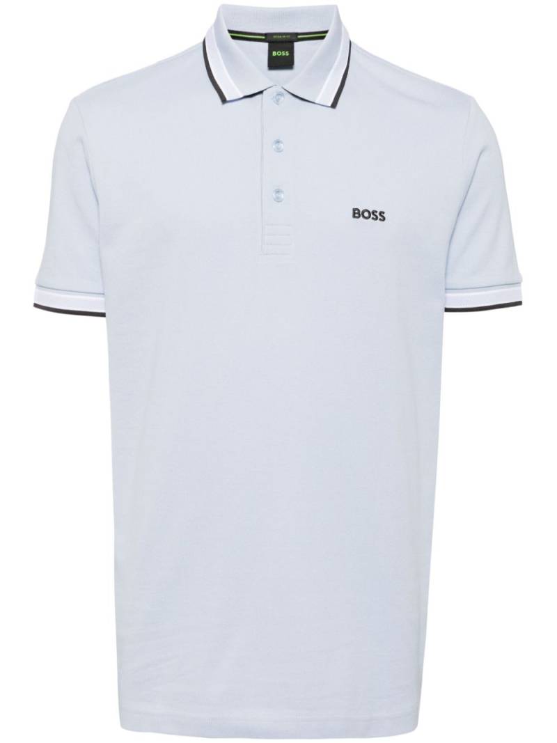 BOSS logo-embroidered cotton polo shirt - Blue von BOSS