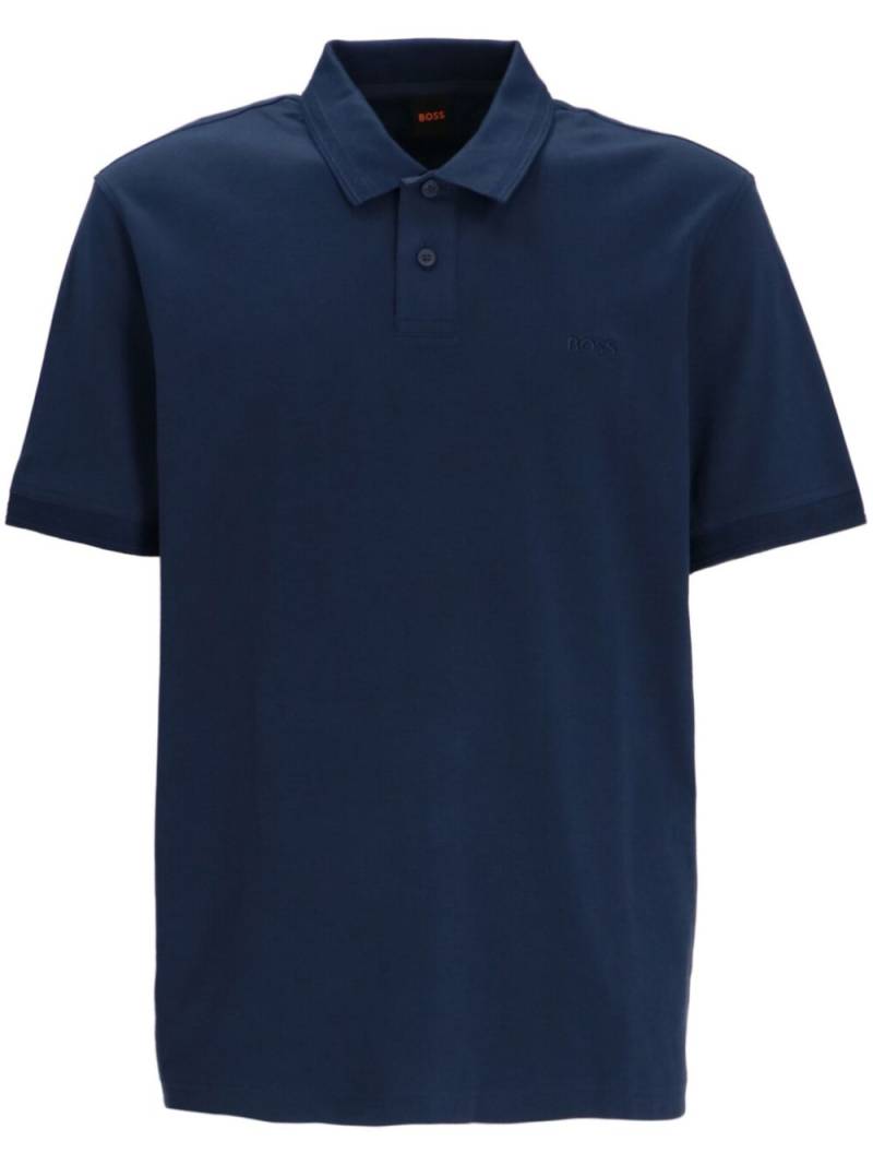 BOSS logo-embroidered cotton polo shirt - Blue von BOSS