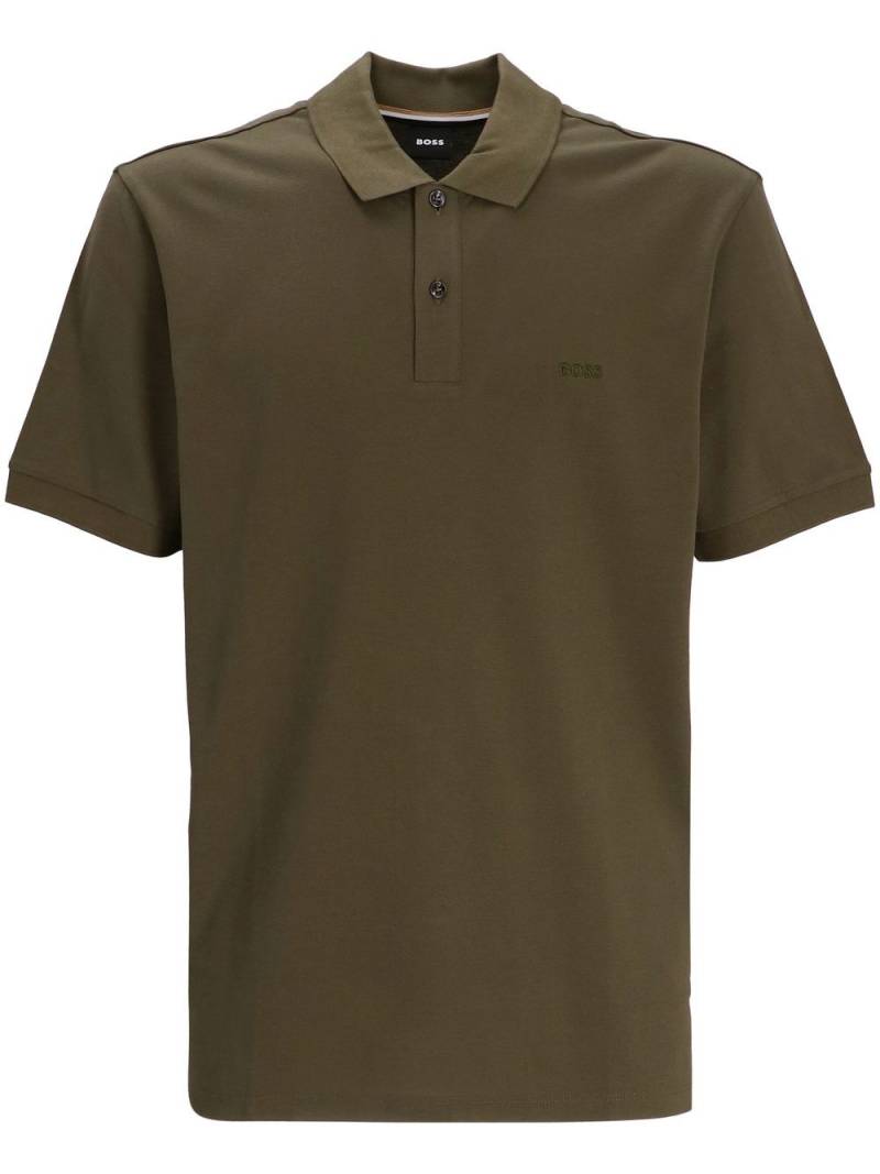 BOSS logo-embroidered cotton polo shirt - Green von BOSS