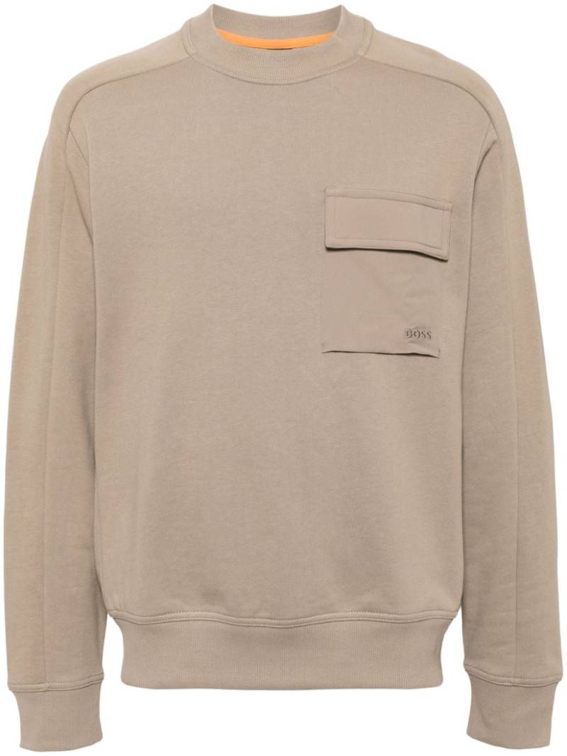 BOSS logo-embroidered cotton sweatshirt - Brown von BOSS