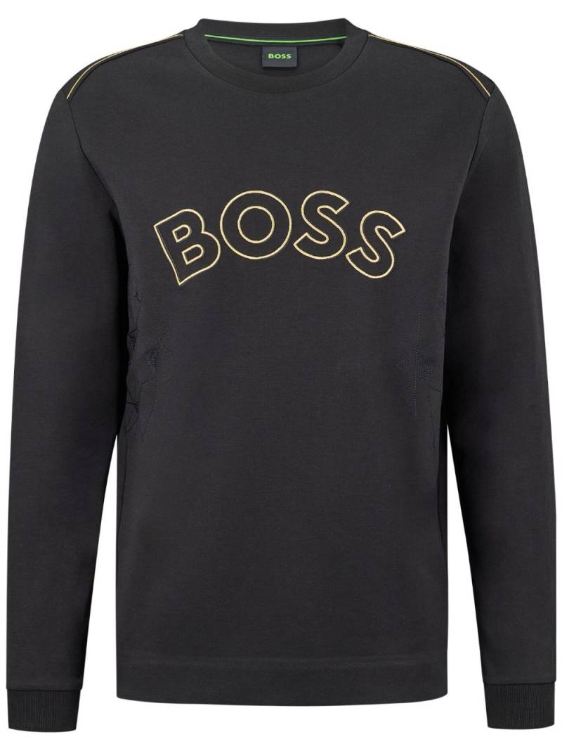 BOSS logo-embroidered crew-neck sweatshirt - Black von BOSS