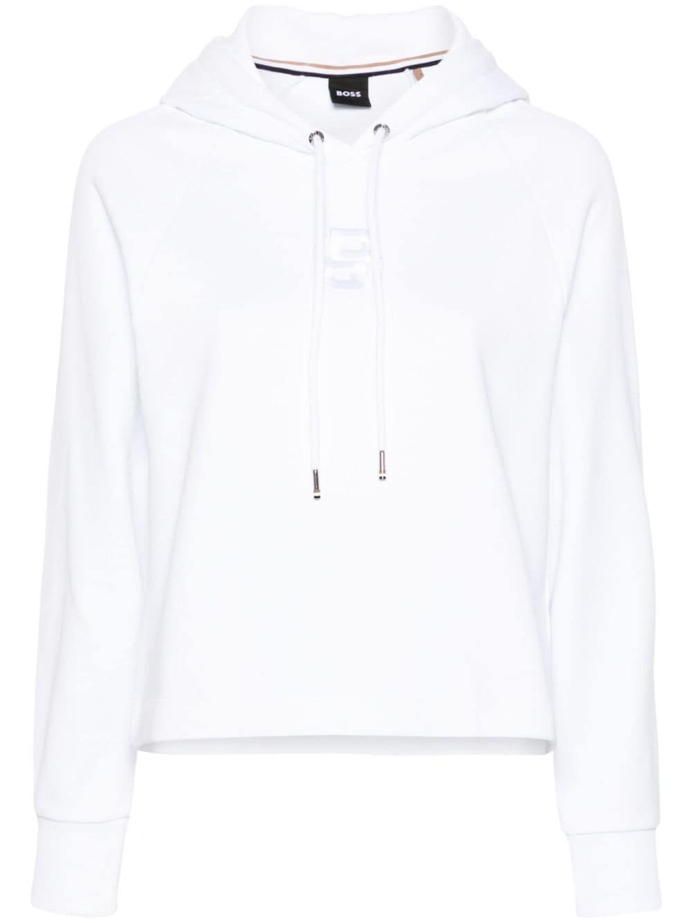 BOSS logo-embroidered cropped hoodie - White von BOSS