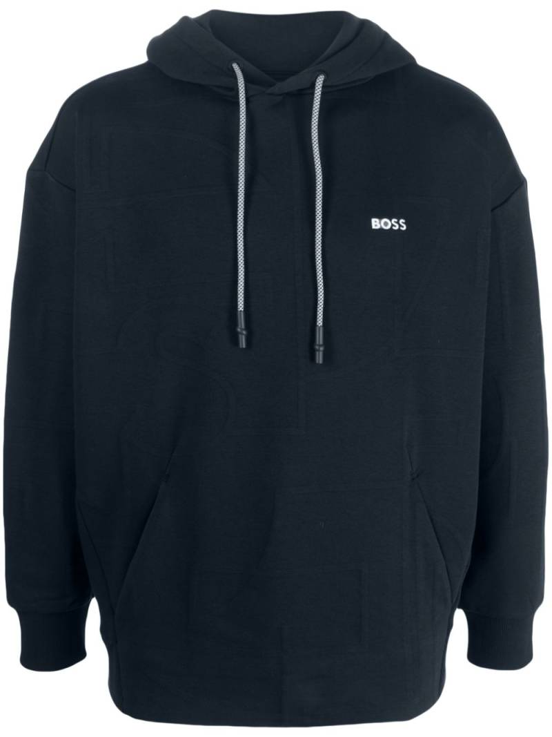 BOSS logo-embroidered drawstring hoodie - Blue von BOSS