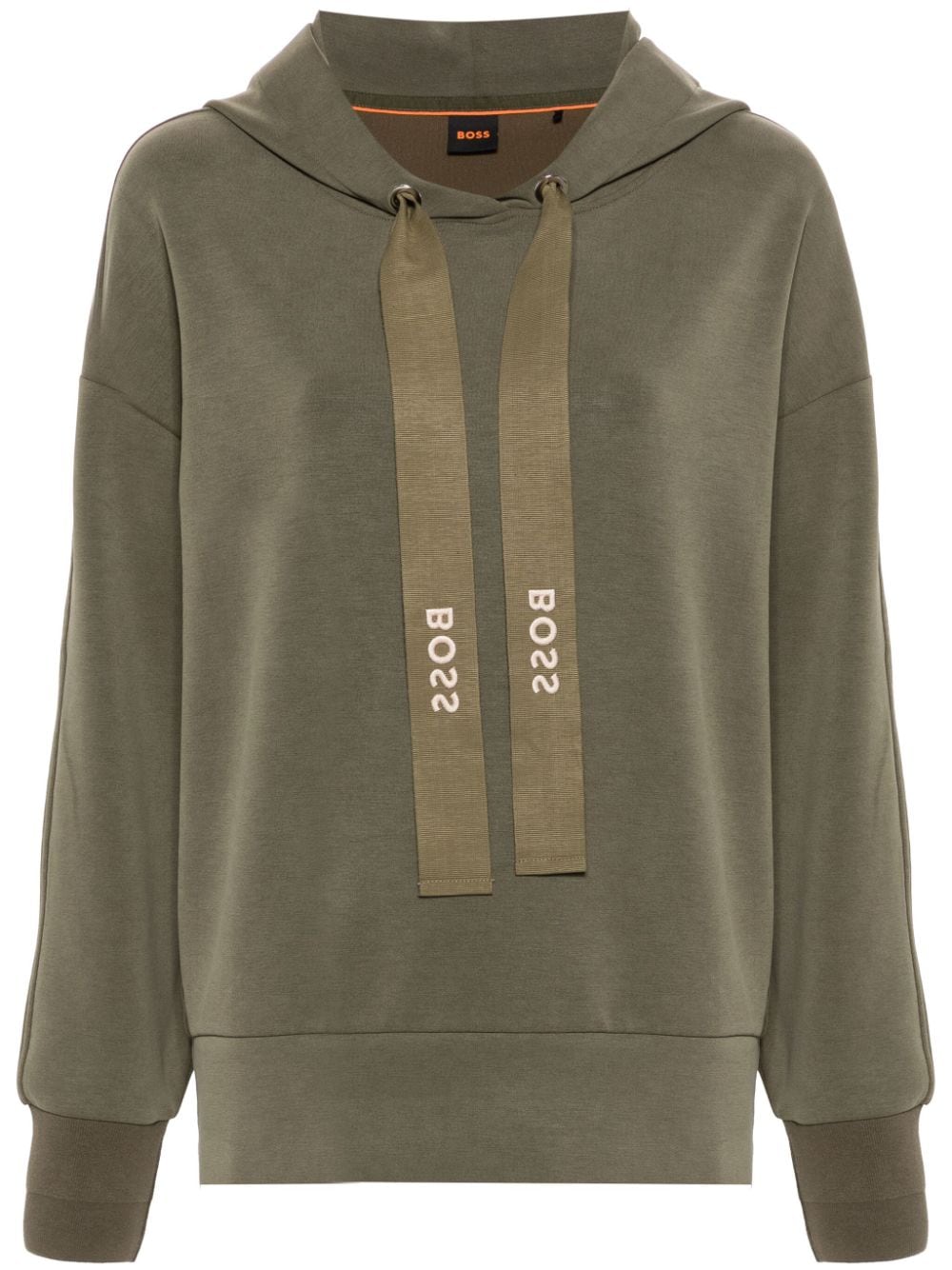 BOSS logo-embroidered hoodie - Green von BOSS