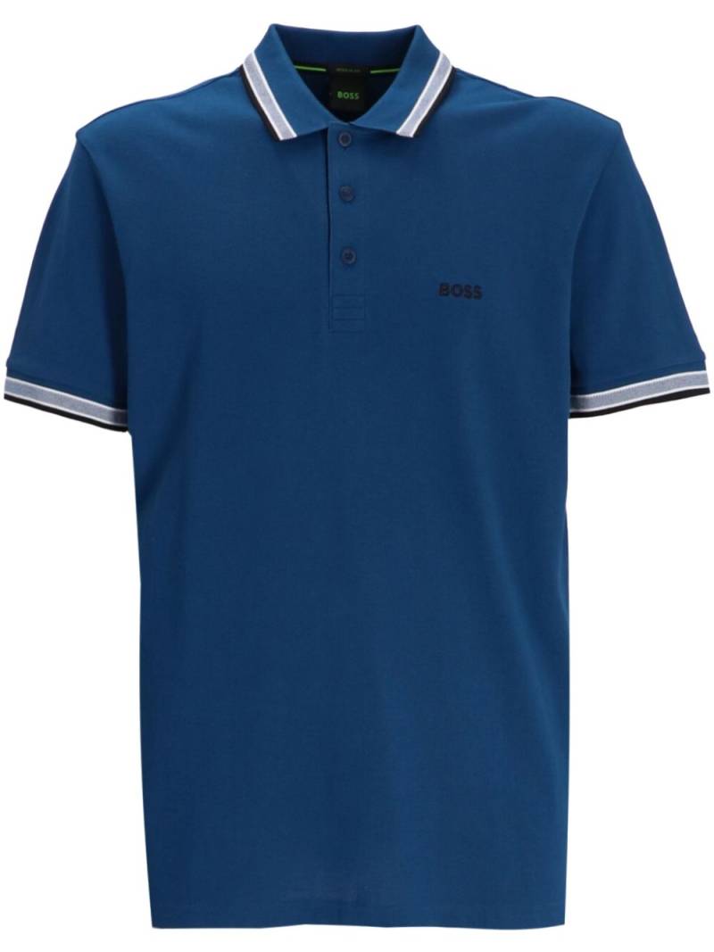 BOSS logo-embroidered polo shirt - Blue von BOSS