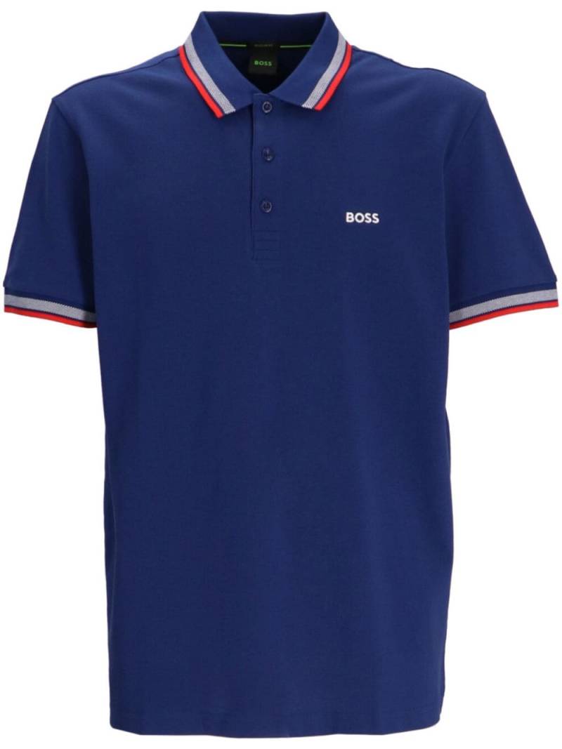 BOSS logo-embroidered polo shirt - Blue von BOSS