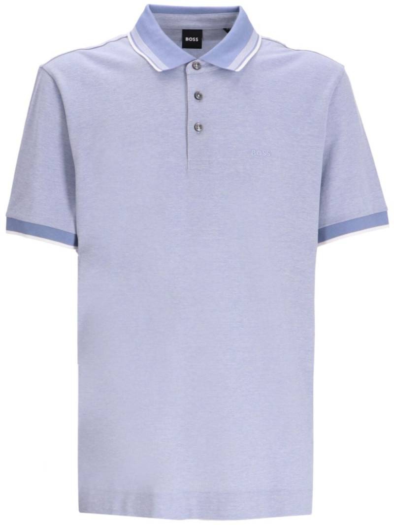 BOSS logo-embroidered polo shirt - Blue von BOSS