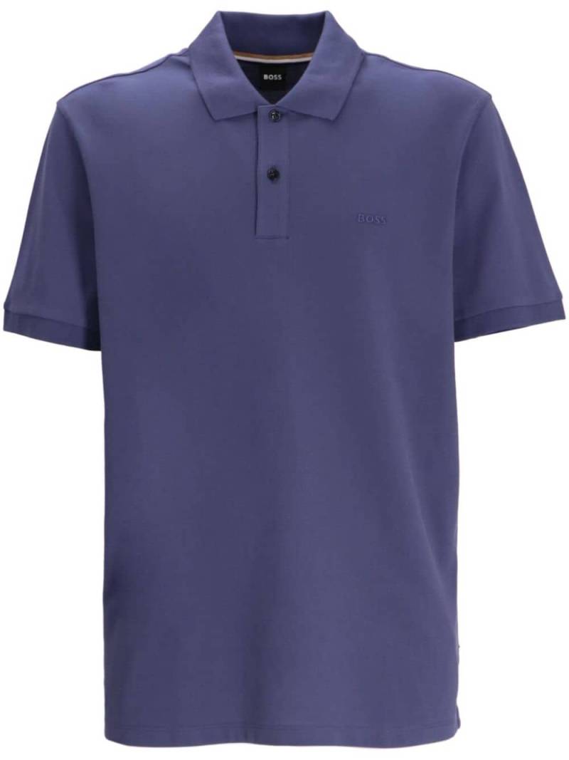 BOSS logo-embroidered polo shirt - Blue von BOSS