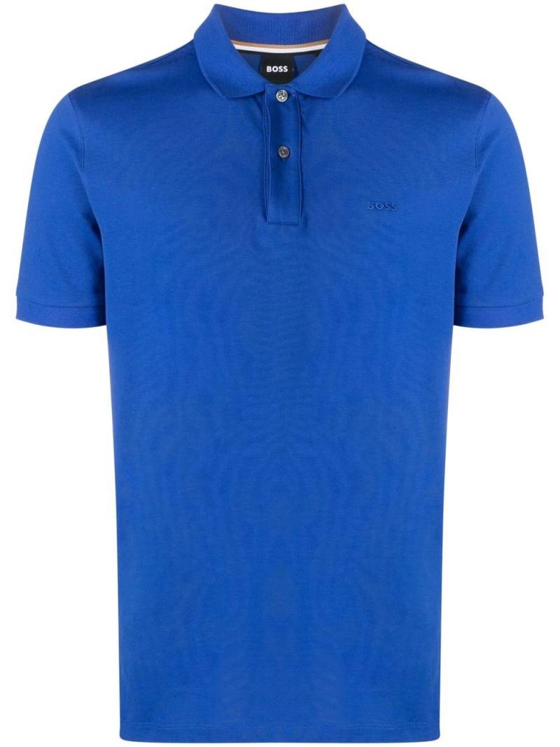 BOSS logo embroidered polo shirt - Blue von BOSS