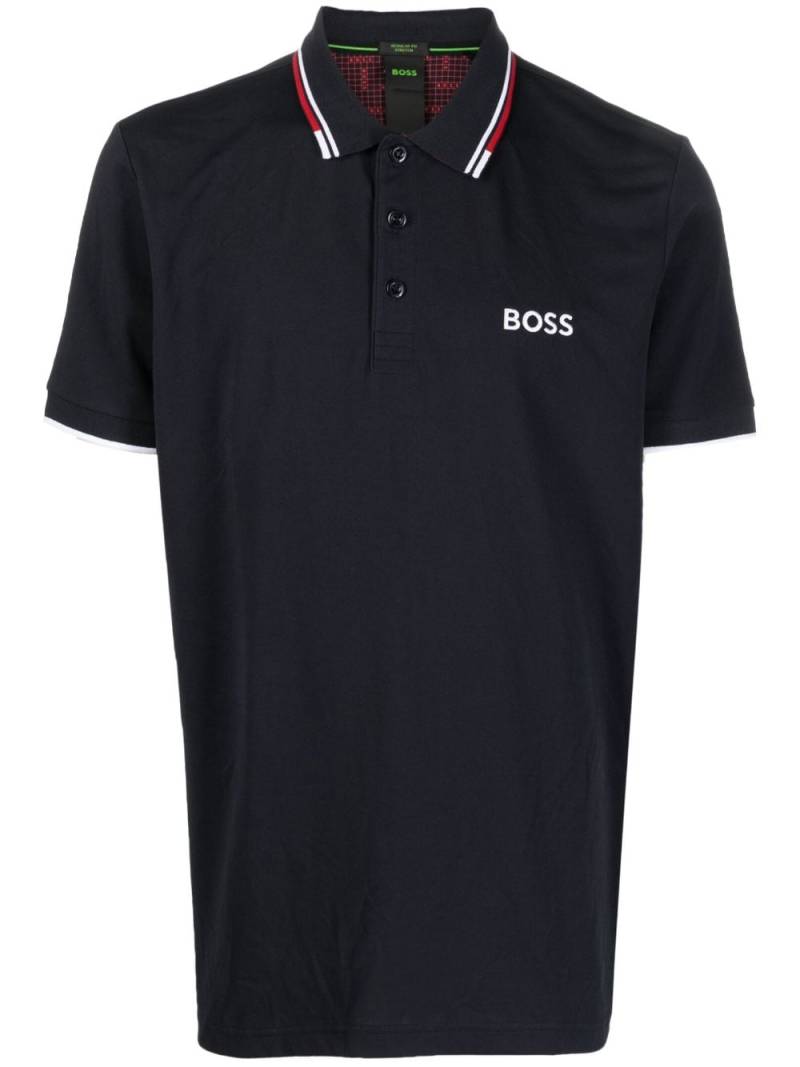 BOSS logo-embroidered polo shirt - Blue von BOSS