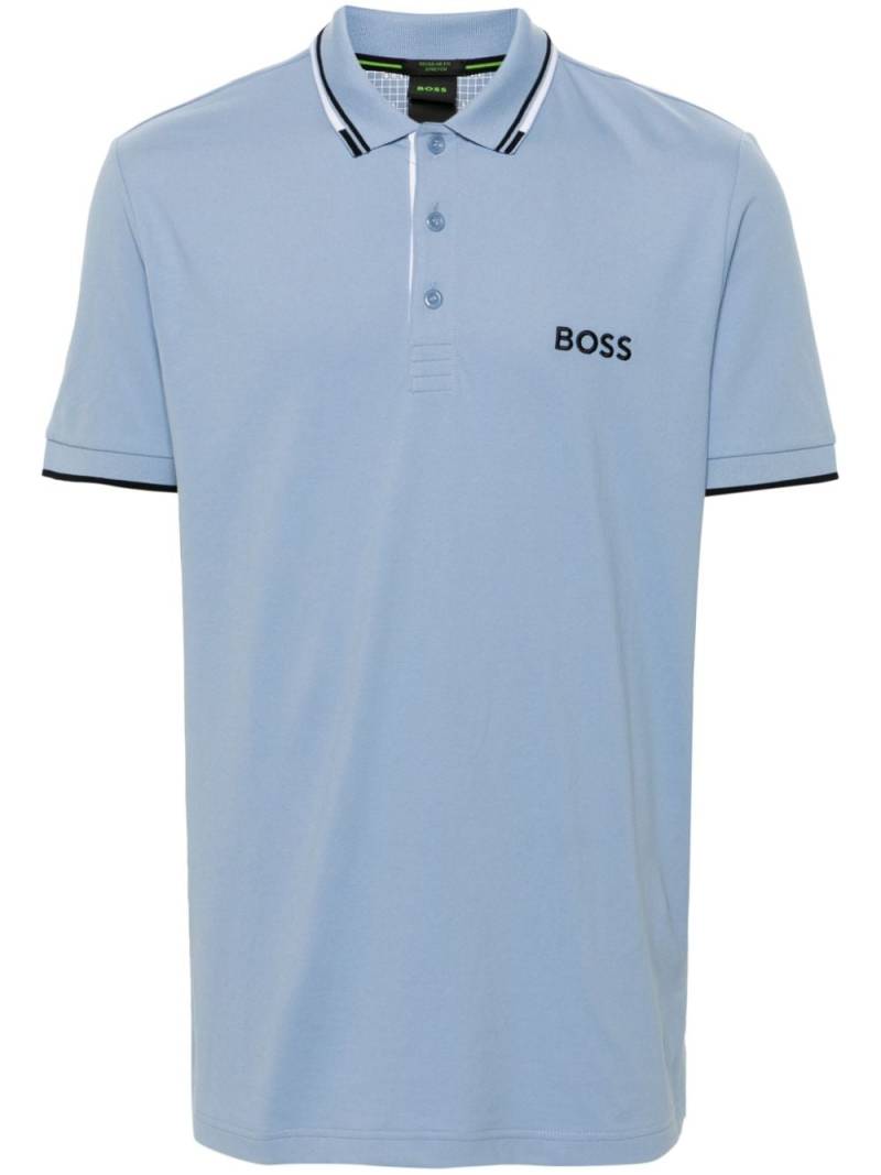 BOSS logo-embroidered polo shirt - Blue von BOSS