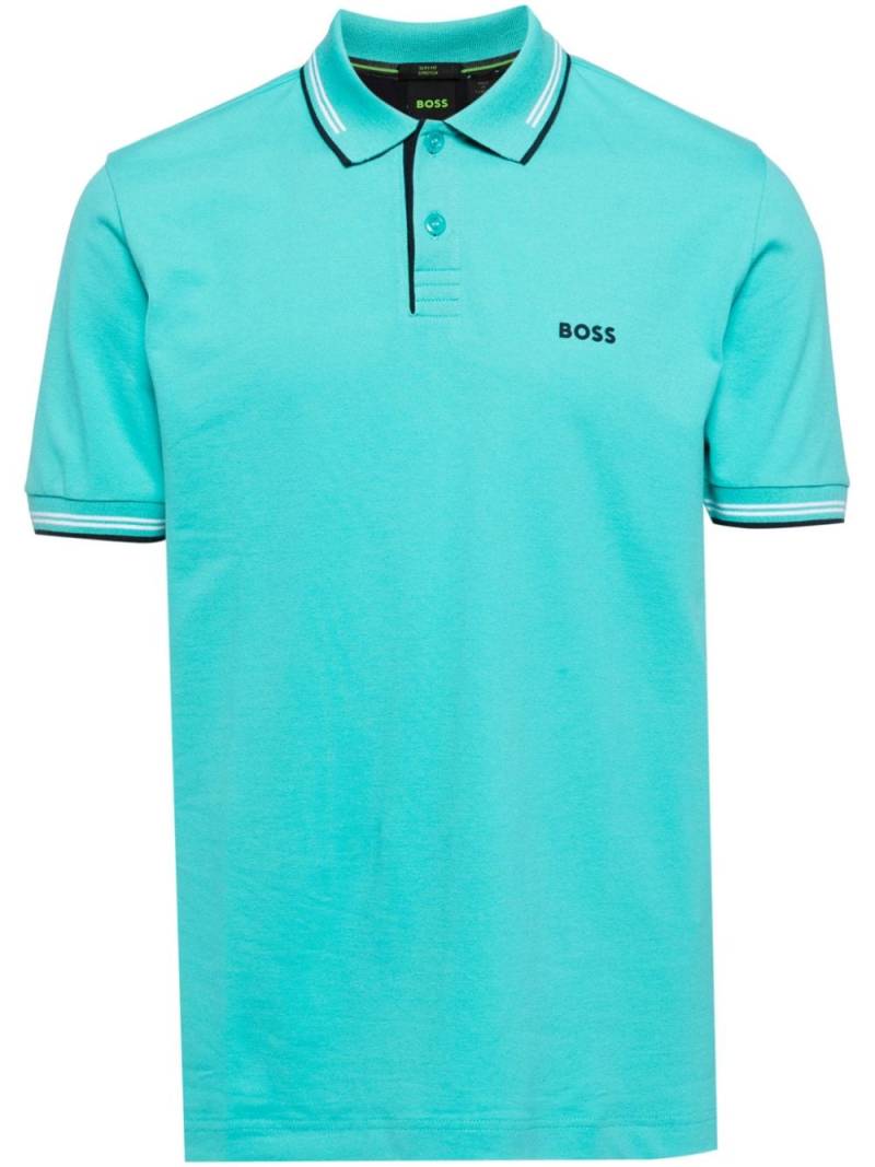 BOSS logo-embroidered polo shirt - Green von BOSS