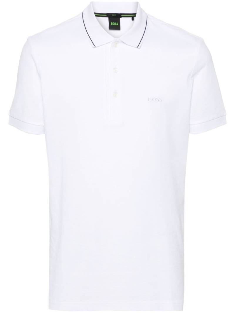 BOSS logo-embroidered polo shirt - White von BOSS