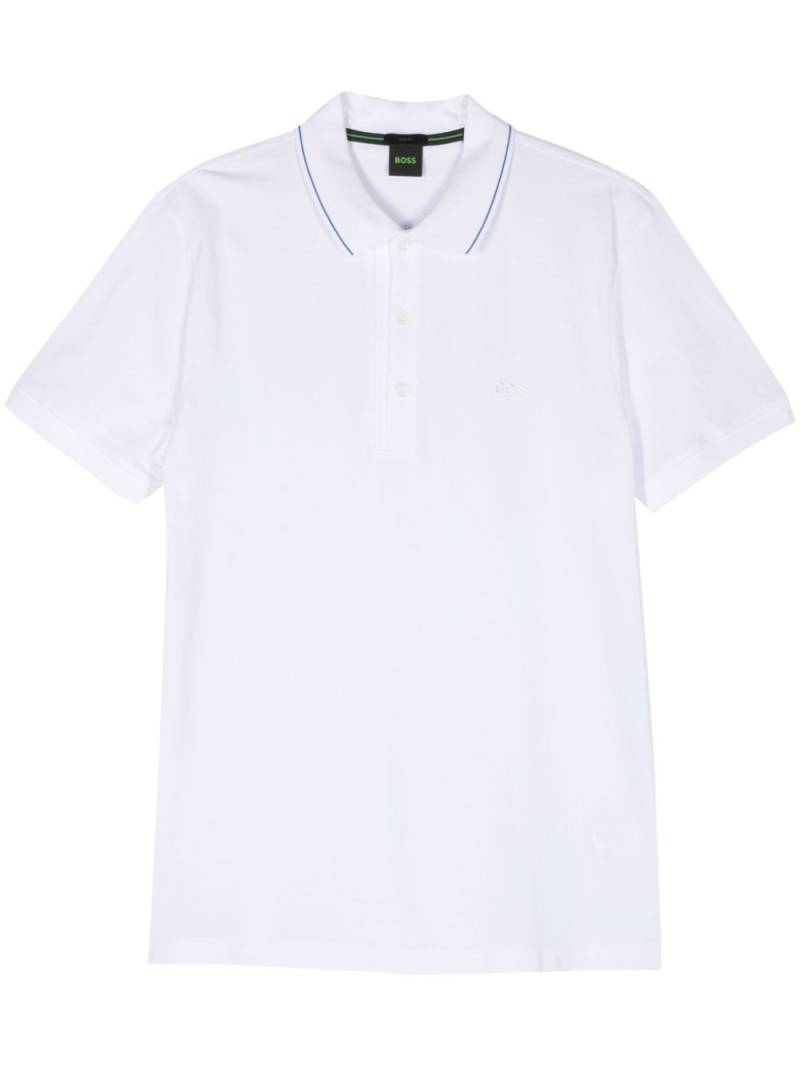 BOSS logo-embroidered polo shirt - White von BOSS