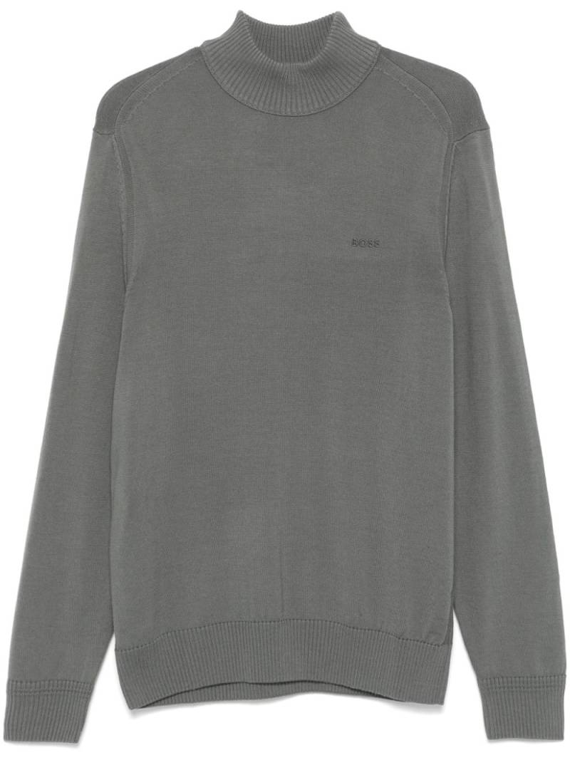 BOSS logo-embroidered sweater - Grey von BOSS