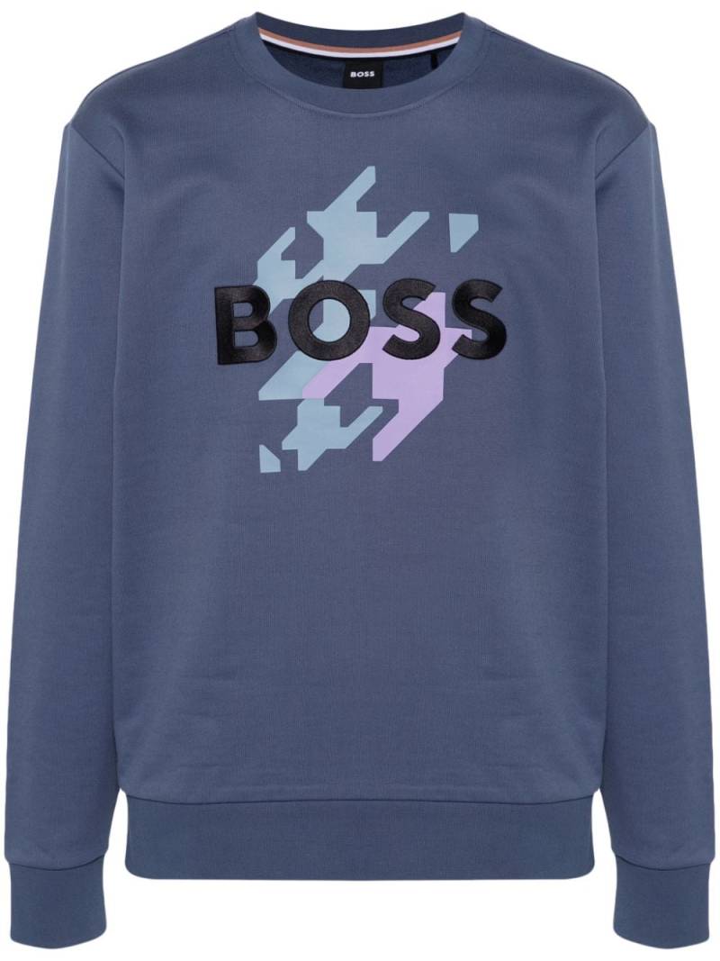 BOSS logo-embroidered sweatshirt - Blue von BOSS