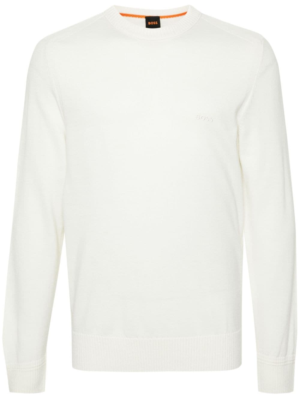 BOSS logo-embroidered virgin wool blend jumper - White von BOSS